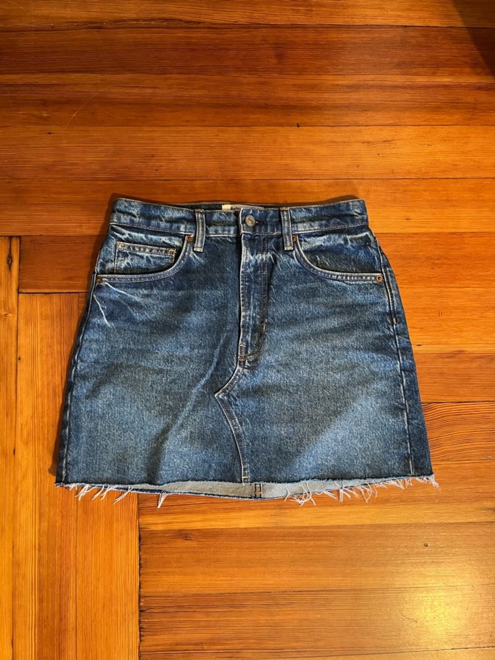 Reformation Nina Denim Mid-blue Mini Skirt - Size 26 and colorway Lanier